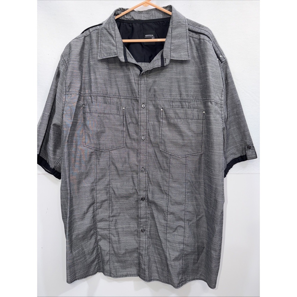 Vertical Sport Men's 5XL Dark gray Button-Up Short-sleeve Shirt Casual